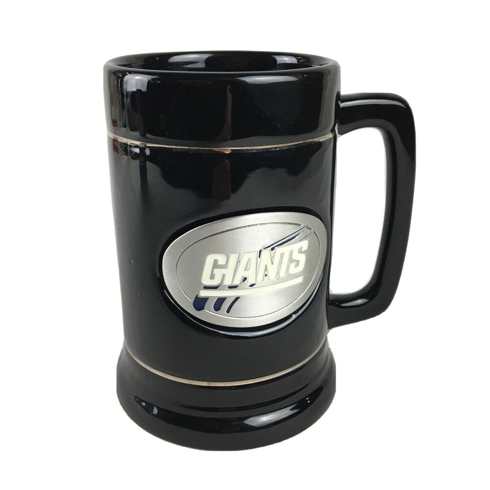 VTG NY Giants Mug Large Linyi‎ Pewter Emblem Heavy Duty Stein Coffee Beer NFL